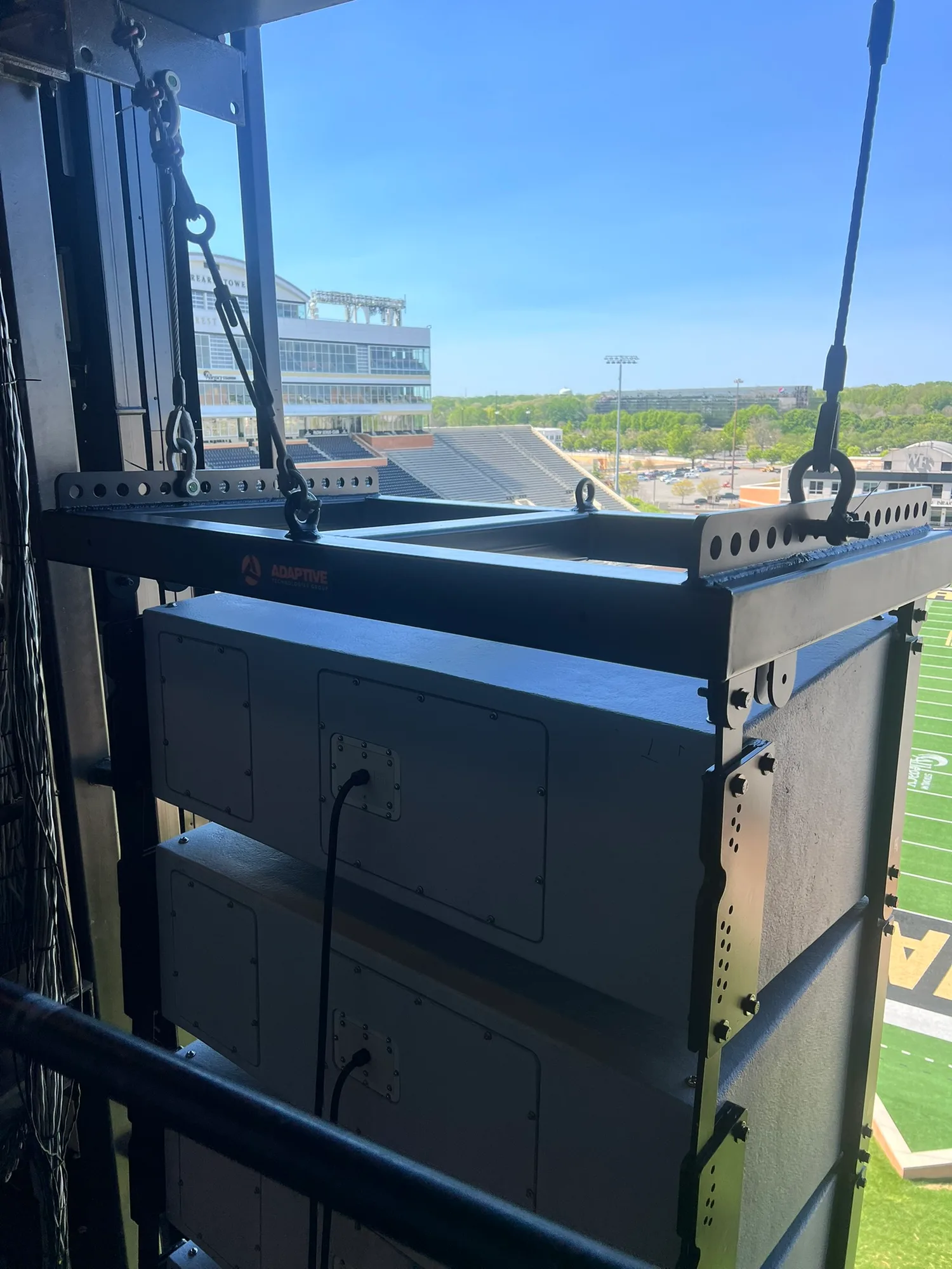 CIAVL line array loudspeaker installation at a stadium
